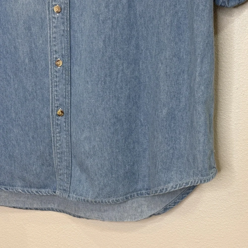 Vintage Denim Looney Tunes Acme Clothing Co. Embroidered Button Up Shirt Size XL